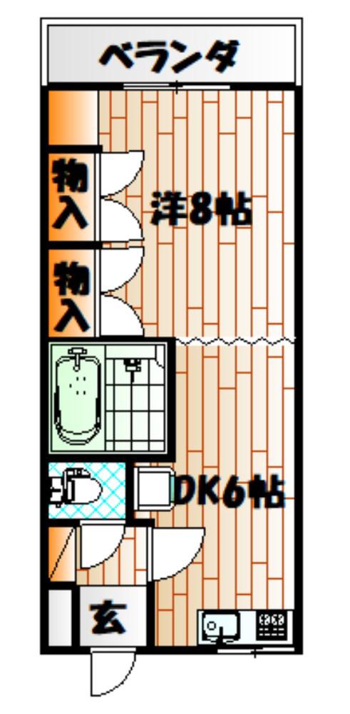 グリーンスポット(1DK/3階)の間取り写真