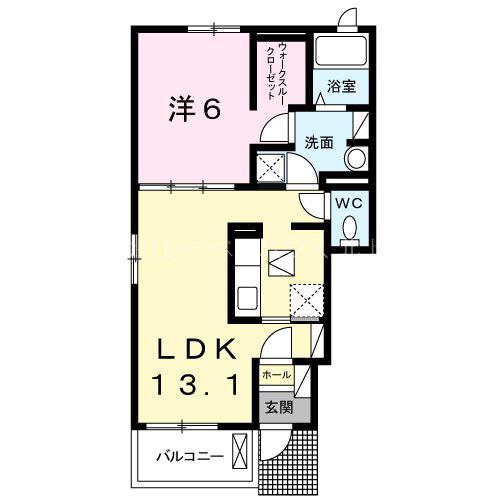 バーミーシステリア(1LDK/1階)の間取り写真
