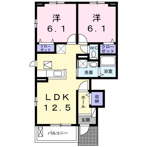 ヴィーナスフォレスト(2LDK/1階)の間取り写真