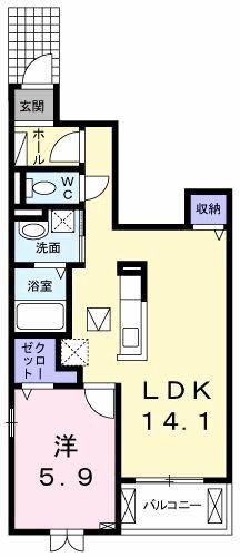 ピエール ヴィラージュ(1LDK/1階)の間取り写真