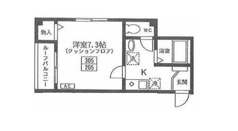 エアフォルク北府中(1K/3階)の間取り写真