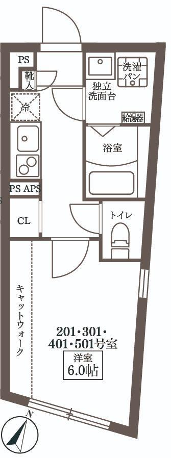 ココキューブ大泉学園(1K/4階)の間取り写真