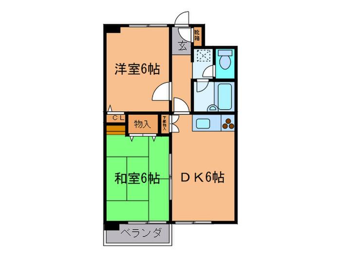 カピトール川崎I(2DK/2階)の間取り写真