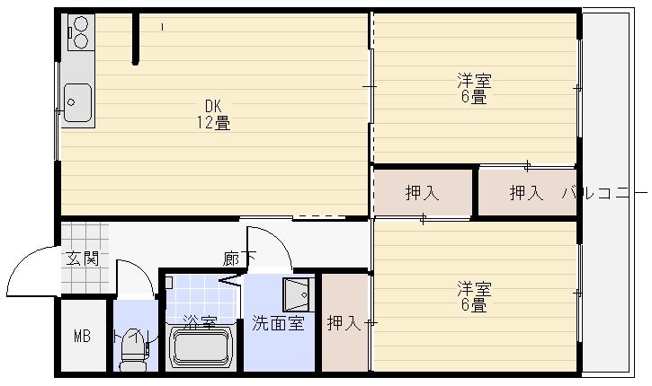サイトーバルコニー(2LDK/6階)の間取り写真