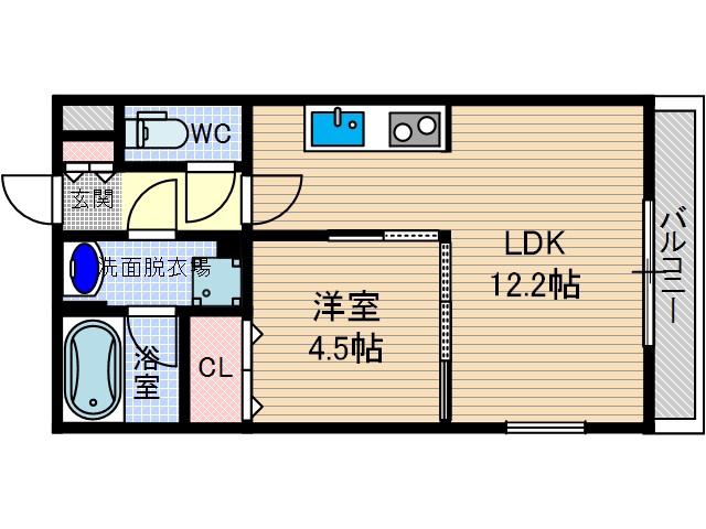 ボルベール(1LDK/3階)の間取り写真