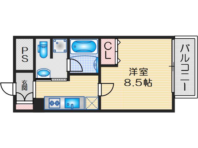 OAZO千里丘(1K/4階)の間取り写真