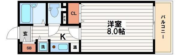 プラトー東心斎橋(1K/2階)の間取り写真
