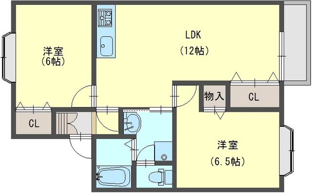 グレースピアA・B(2LDK/2階)の間取り写真