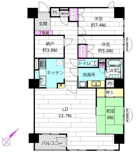 ベルクレエ新百合ヶ丘(3SLDK/2階)の間取り写真