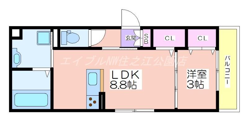 PLAISIR LA LUMIEREPURE(1LDK/3階)の間取り写真