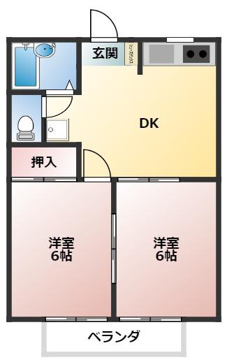 サウスピアERII(2DK/1階)の間取り写真