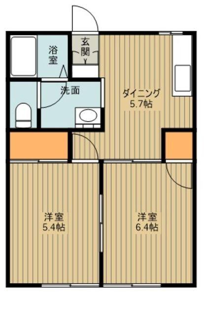 メゾン東三ツ木(2K/2階)の間取り写真