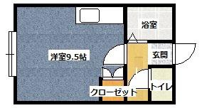 フローラルハイムA・B(ワンルーム/1階)の間取り写真