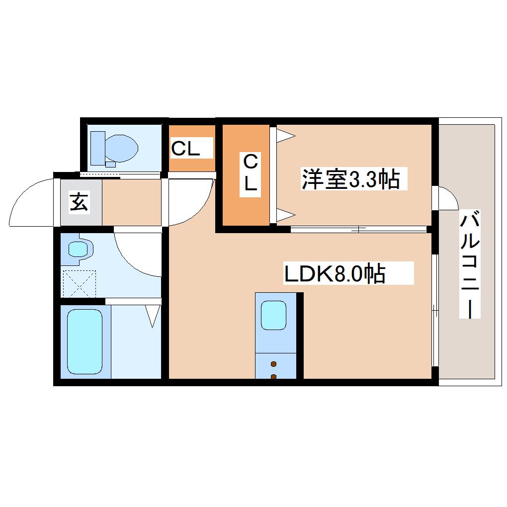 K-MAISON高砂(1LDK/3階)の間取り写真