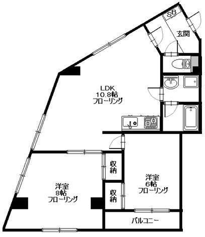 SKビル 202(2LDK/2階)の間取り写真