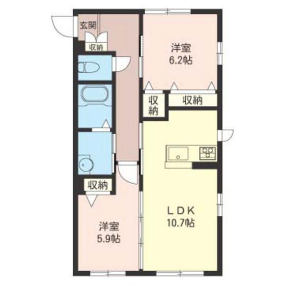 アンビシア(2LDK/1階)の間取り写真