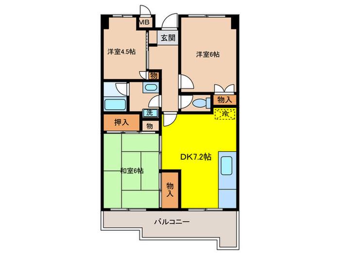 荒木ハイツ(3DK/5階)の間取り写真