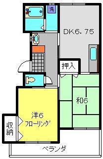 ハイム・ローゼA(2DK/1階)の間取り写真