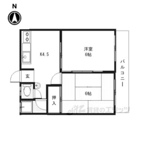 コーポ津川(2K/2階)の間取り写真