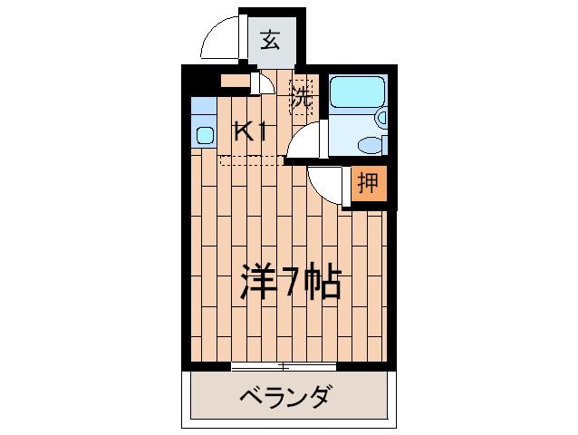 グレンハウス(ワンルーム/2階)の間取り写真
