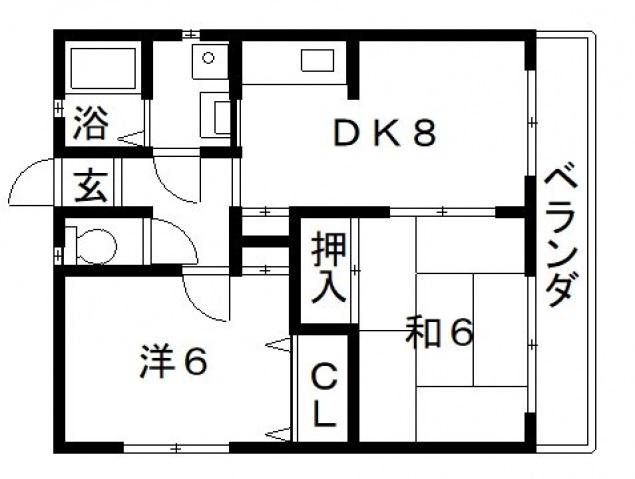 フレグランス濱田II(2DK/2階)の間取り写真
