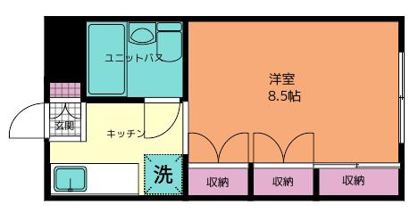 ラ・ヴェール原(ワンルーム/2階)の間取り写真