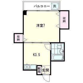 アパルトマン四谷(1K/2階)の間取り写真