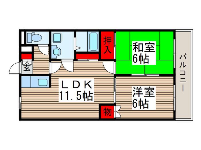 サンフィット渋谷(2LDK/1階)の間取り写真