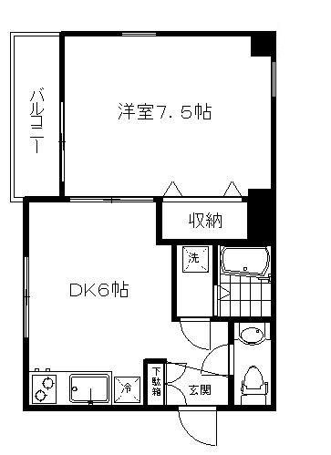 東急目黒線 西小山駅 徒歩2分 3階建 築17年(1DK/3階)の間取り写真