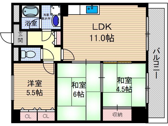 ファインスクエア(3LDK/4階)の間取り写真