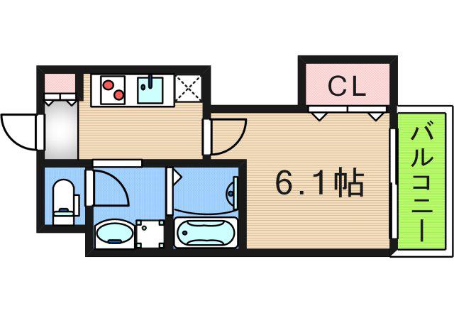 みおつくし岸里II(1K/3階)の間取り写真