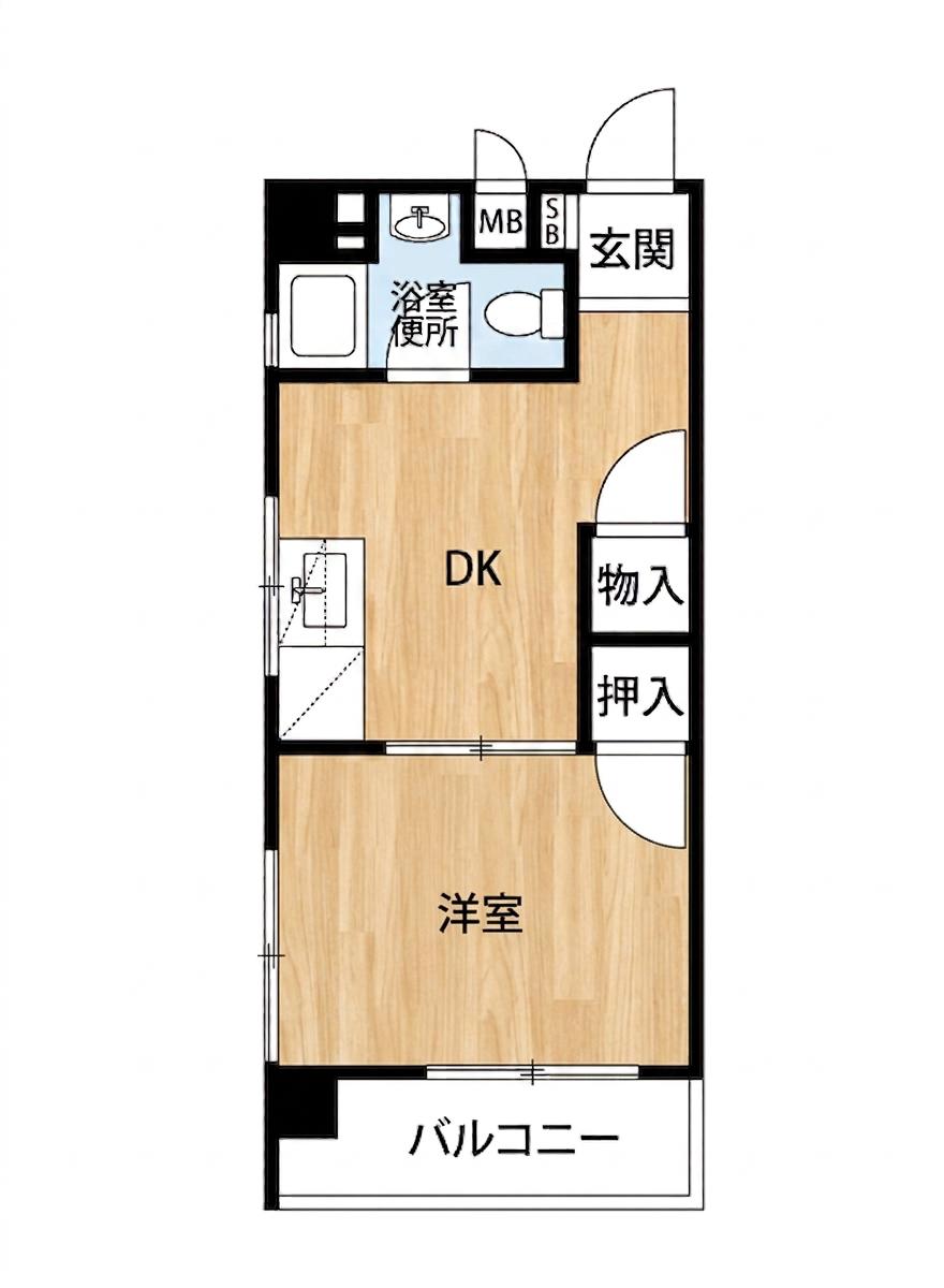 池之端マンション(1DK/2階)の間取り写真