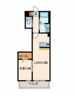 シエスタ(1LDK/2階)の間取り写真