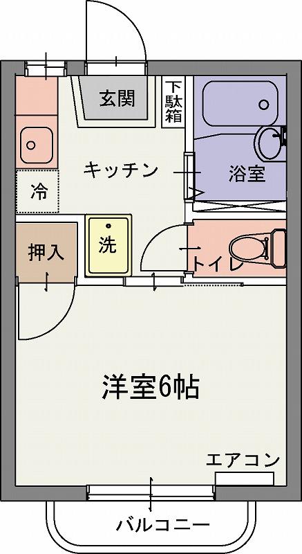 カルチェラタンときわB(1K/2階)の間取り写真