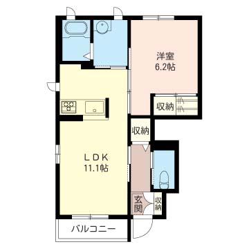 グランセノーテB(1LDK/1階)の間取り写真