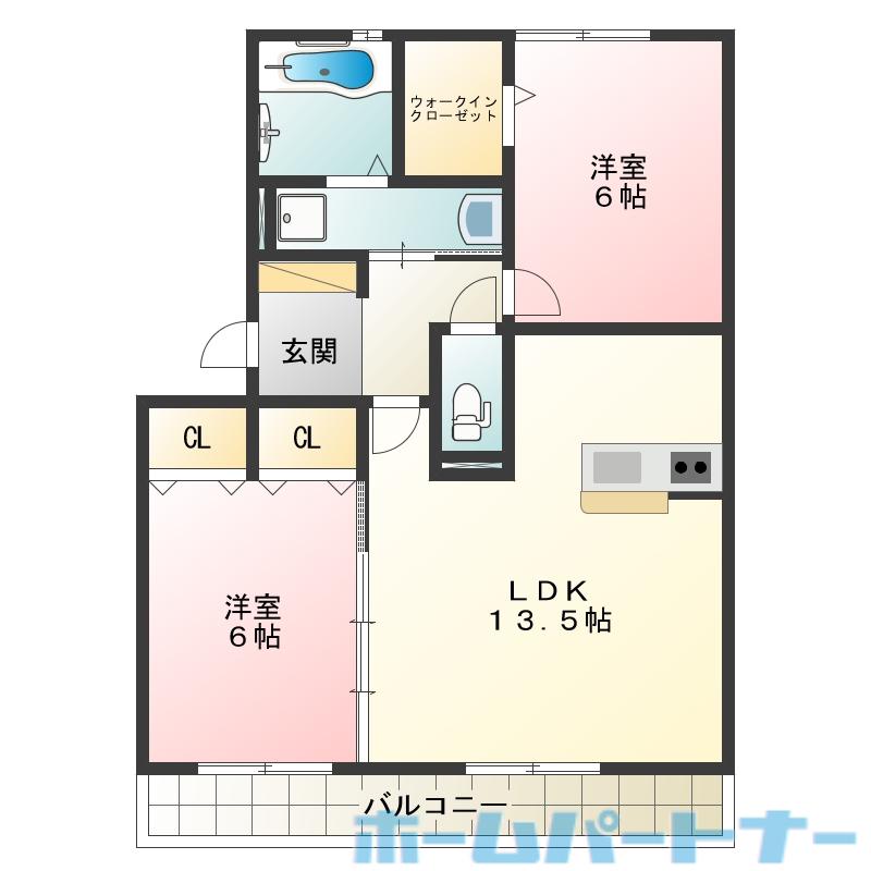 プラザ・エミネンス(2LDK/1階)の間取り写真