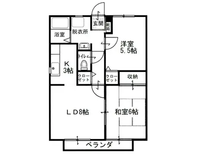中野ハイツ5号地(2LDK/2階)の間取り写真