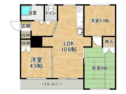 マンション五嶋(3LDK/2階)の間取り写真