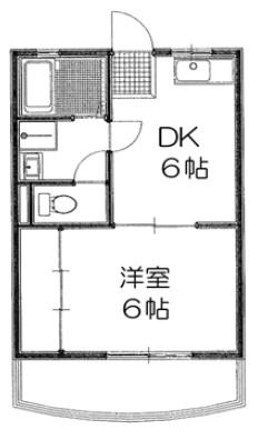 サンライズ往完(1DK/2階)の間取り写真
