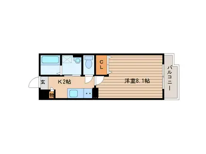 バリューII(1K/3階)の間取り写真