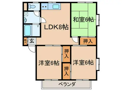 エスポワール弐番館(3LDK/2階)の間取り写真