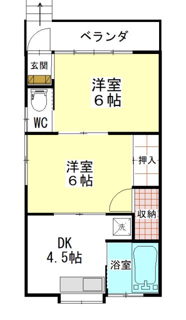平本荘(2DK/2階)の間取り写真