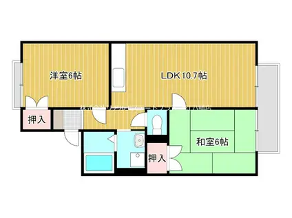 アイビハイツC棟(2LDK/1階)の間取り写真