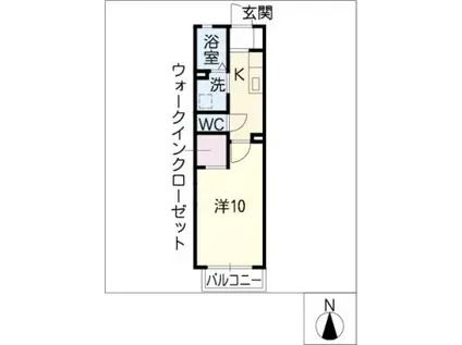 ニシケイ緑ハイツ(1K/2階)の間取り写真