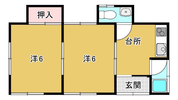 ウィステリア花月(2K/2階)の間取り写真