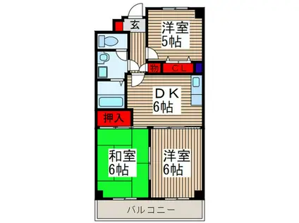 グラシアリノ武蔵浦和(3DK/2階)の間取り写真