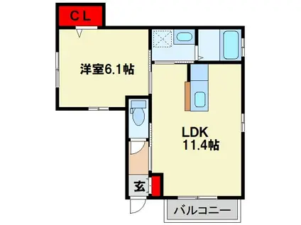  シャーメゾン昭和(1LDK/1階)の間取り写真