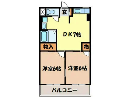 啓周ビル(2DK/4階)の間取り写真