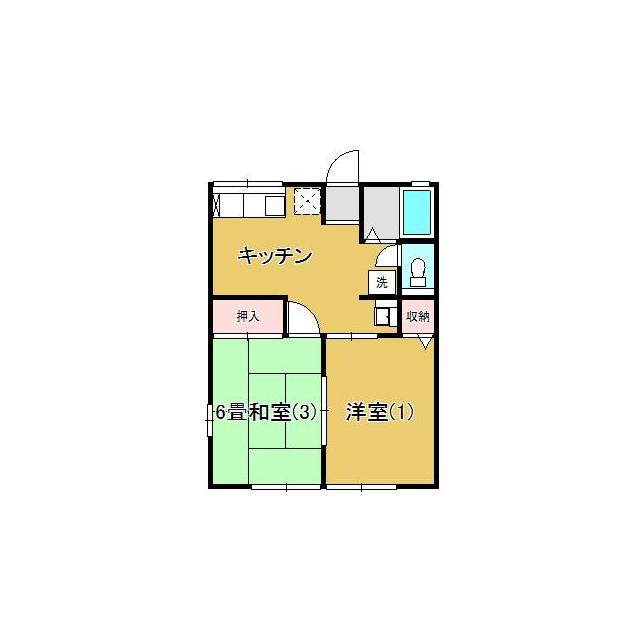 ウインドミル(2DK/2階)の間取り写真