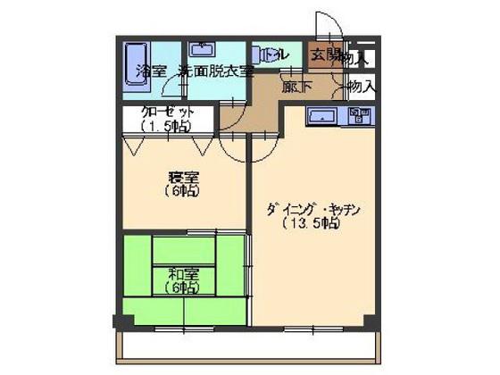 第3川崎ビル(2LDK/1階)の間取り写真